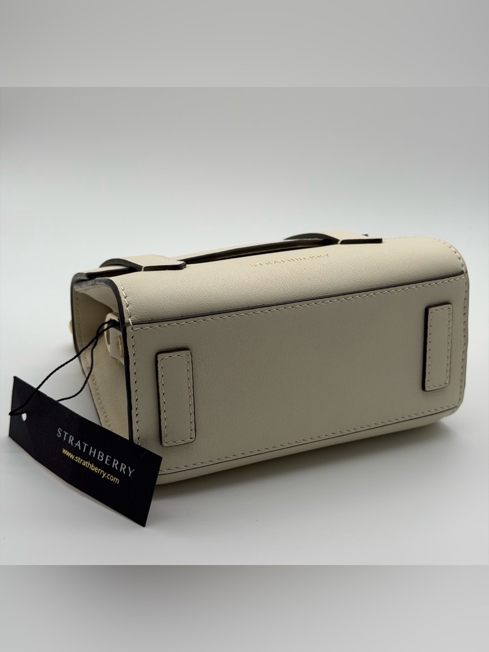 Strathberry Allegro Micro Vanilla Leather Top Handle Bag Made Spain NWT No Strap - Picture 10 of 17